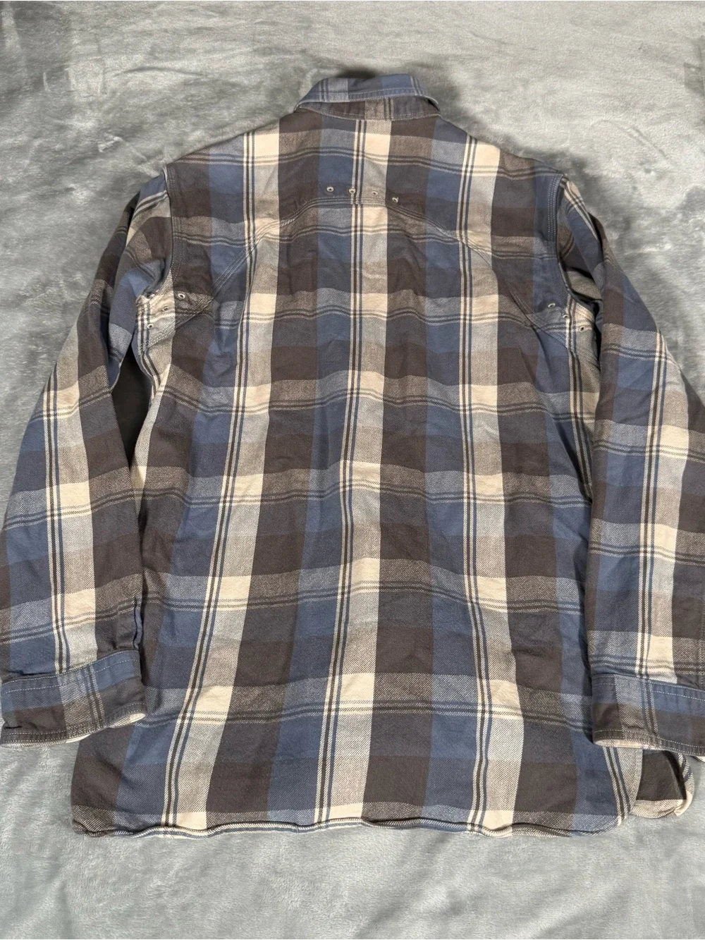 Polo Ralph Lauren Captain Flannel Work Shirt Mens M Slim Fit Plaid Blue